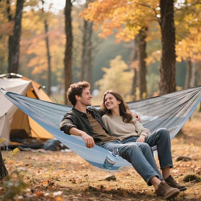 Lighthouse Camping Hammock, Portable Lightweight Single Hammock with Tree Straps and Aluminum Carabiners, 114" x 54" Travel Hammock for Hiking Backpacking Beach