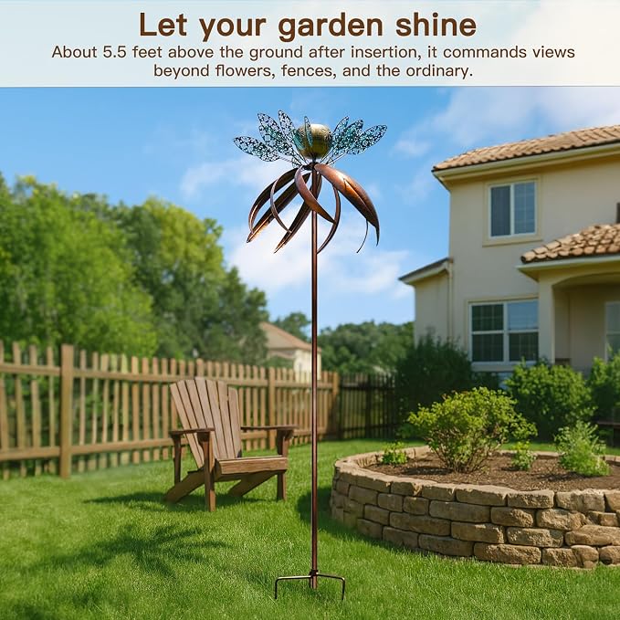 Wind Spinners for Yard and Garden, Wind Spinners Outdoor Large Metal, 77 inch Kinetic Wind Spinner & Wind Sculptures, Windmill Decor