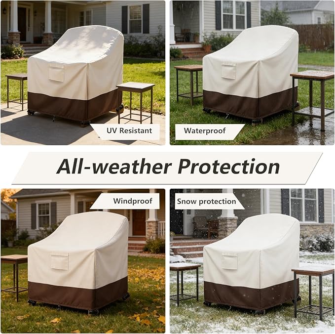 Patio Adirondack Chair Cover 2 Pack, 30W x 34D x 36H inches Waterproof Heavy Duty Outdoor Chair Covers,Adirondack Chair Covers for Outdoor Chair, Beige