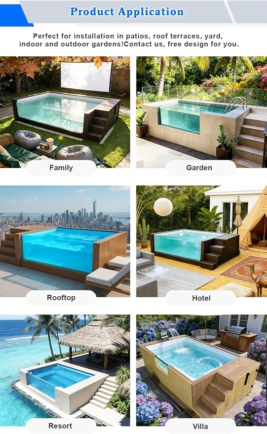 Family Prefab Above Ground Pool Shipping Container Swimming Pools Rectangulares Modular Pool Outdoor Fiberglass Inground Pool for DIY Installation in Gardens for Outdoor Home Use