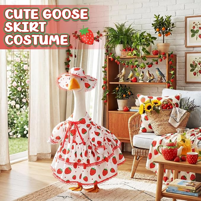 FuWeave Fall Porch Goose Outfit for Lawn Decor | Fits 23"/17" Lawn Plastic/Cement Statue Goose Costume Dress for Front Outdoor Courtyard Garden Patio Yard Decoration