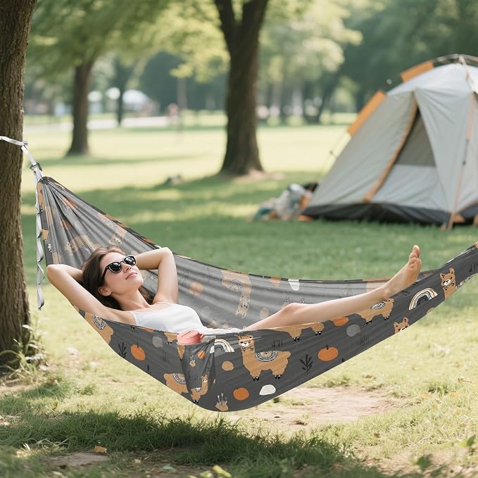 Camping Hammock Outdoor Hammocks for Outside Cactus Brown Beach Trees Portable Lightweight with Pockets Tree Straps Indoor
