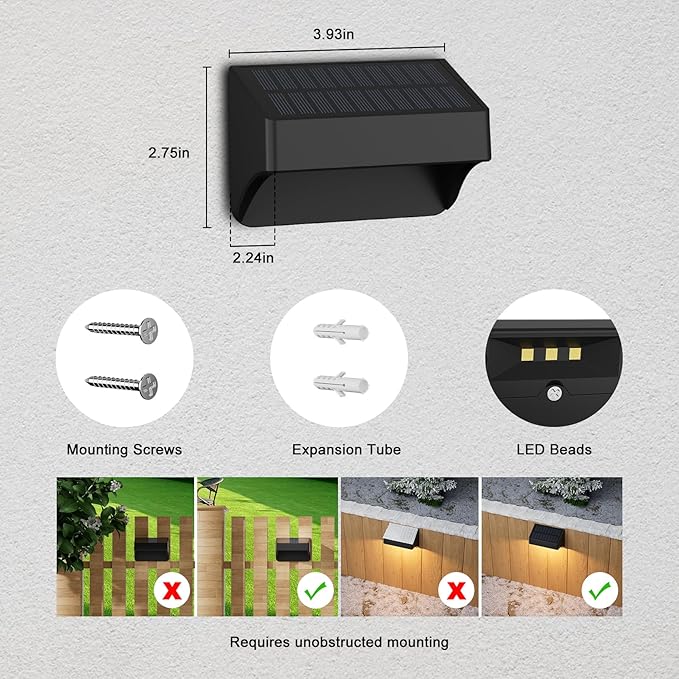 ZCXLIGHT Solar Fence Lights,Fence Solar Lights Outdoor Waterproof Led IP65 with10 Fixed Colors & RGB Color Changing for Wall Backyard Step Railing Patio Pool Porchaily&Holiday Decorations (12)