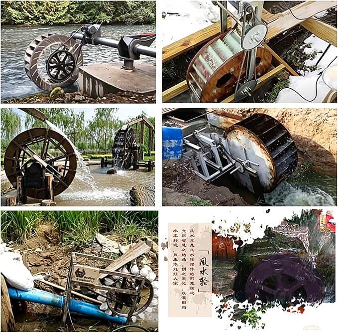 Low-Speed Waterwheel, Water Turbine Generator, Hydro Water Wheel Generator, Compact Generation Structure for Outdoor Rivers, Ponds and Rural Daily Water Supply Use(50w)