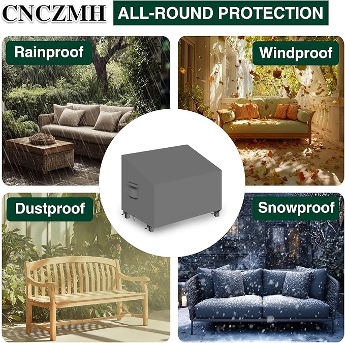 Heavy Duty Patio Sofa Covers Waterproof, Outdoor 3-Seater Couch Cover Waterproof, 600D Outdoor 2-Seater Loveseat Furniture Covers with Air Vent Handle 60''W x 42''D x 24''H/ 35''H Grey
