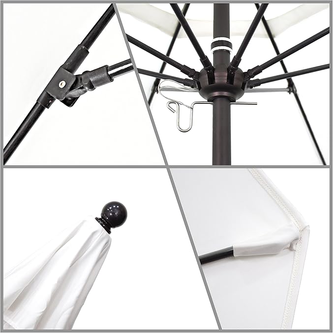 California Umbrella 9' Round Aluminum/Fiberglass Umbrella, Push Open,