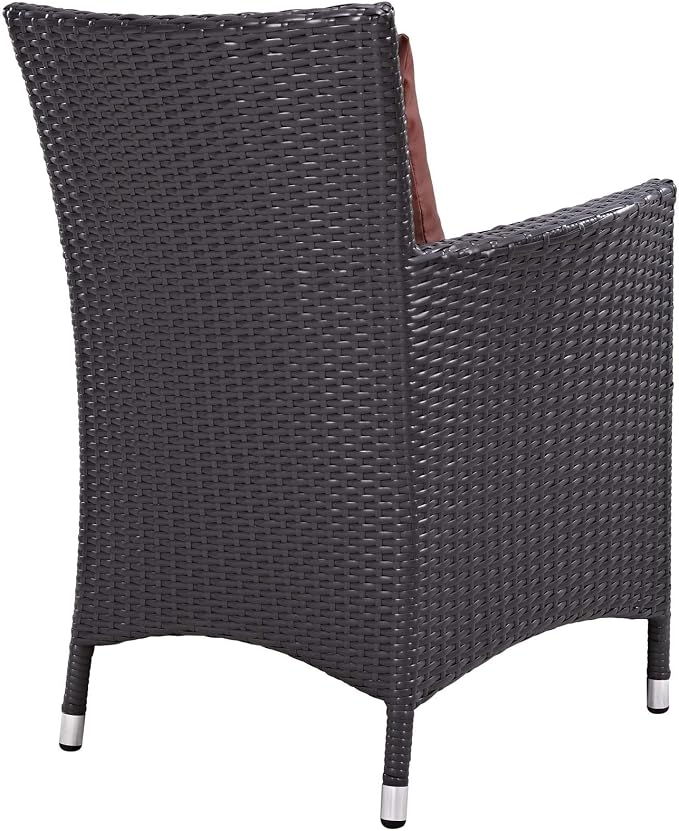 Modway Convene Wicker Rattan Outdoor Patio Dining Armchair with Cushion in Espresso Curant