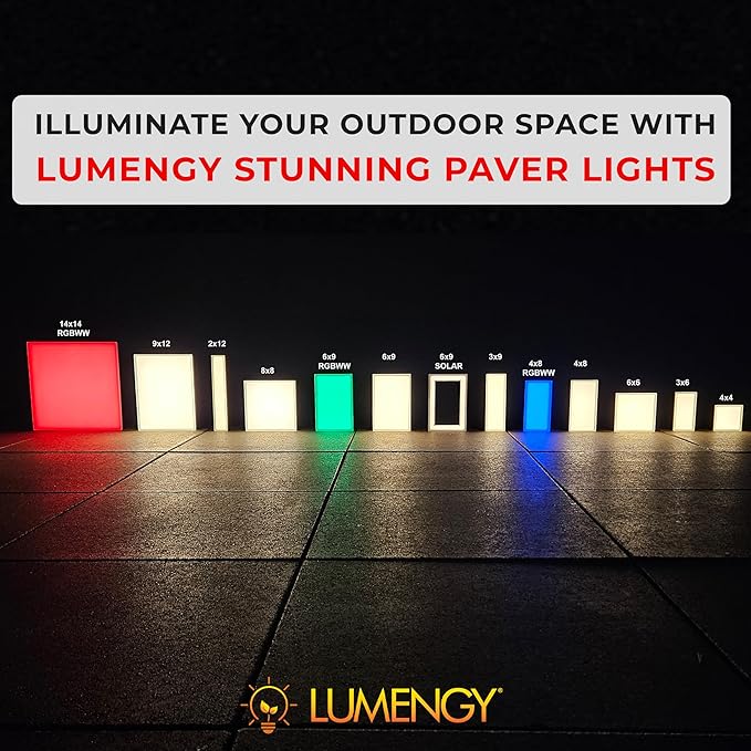 LUMENGY Paver Light 2x8 Inch (1.97x7.87), 5000K Daylight, Glare-Free Brick Lighting for Driveways, Walkways, Pool Decks and Patios, 12V Hardwired, IP67 Waterproof, Drive-Over Rated