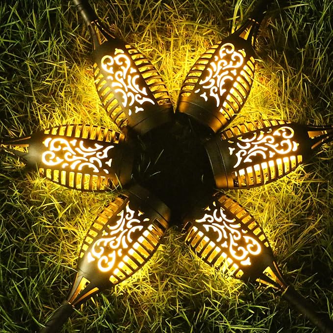 Solar Lights Outdoor 12 Pack, Solar Torch Light with Flickering Flame, Waterproof Outdoor Lighting Solar Powered Pathway Lights, Decoration Lighting for Garden Yard Patio, Auto On/Off