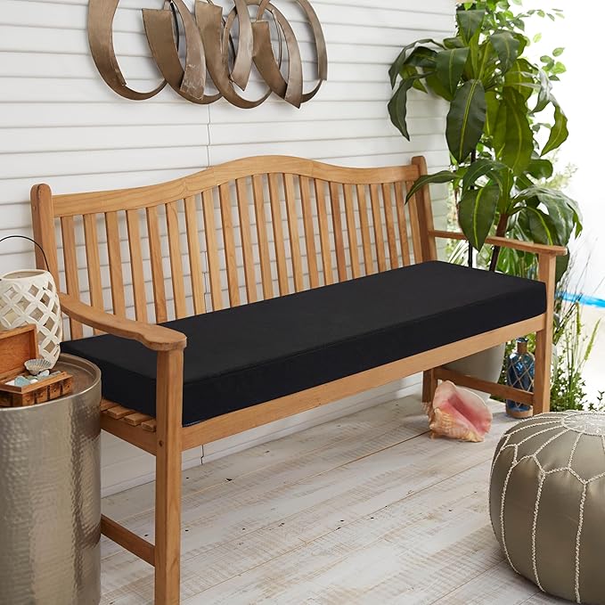FUNHOME Outdoor Cushion Covers,54" x 18" x 3", No Insert! Patio Cushion Covers Replacement for Outdoor Furniture,Water Resistant Patio Bench Loveseat Covers 1 Pack, Black(Covers ONLY)