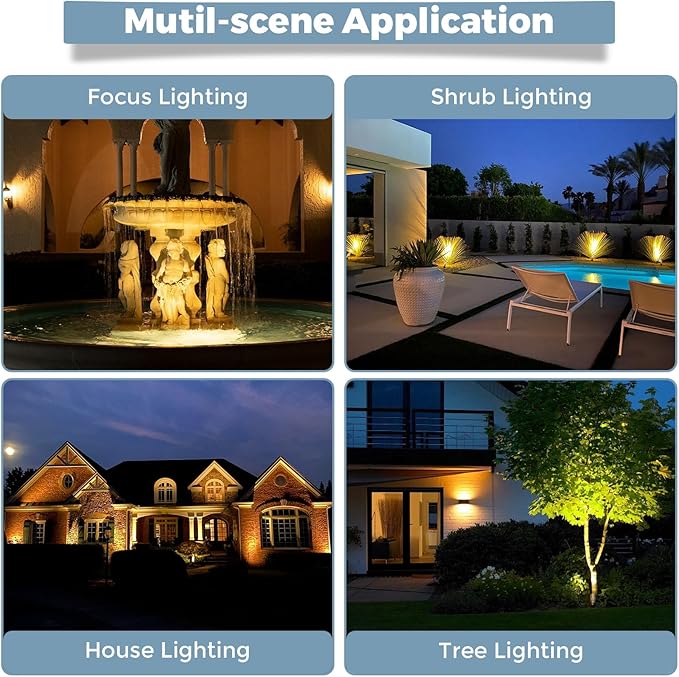 Gardencoin Solid Brass Outdoor Landscape Spotlights, 12V LED Low Voltage Wired Waterproof Landscape Lighting, Accent Lights for Yard, Tree, Wall, Gold Up Lighting Fixture Without MR16 Bulb(2 Pack)