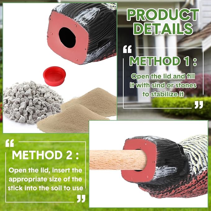 Hawk Decoy to Scare Birds Away - Owl & Hawk Garden Decoy Combo, 2X Protection Wind-Activated Bird Deterrent for Farms & Yards, 50% Larger Size (15")