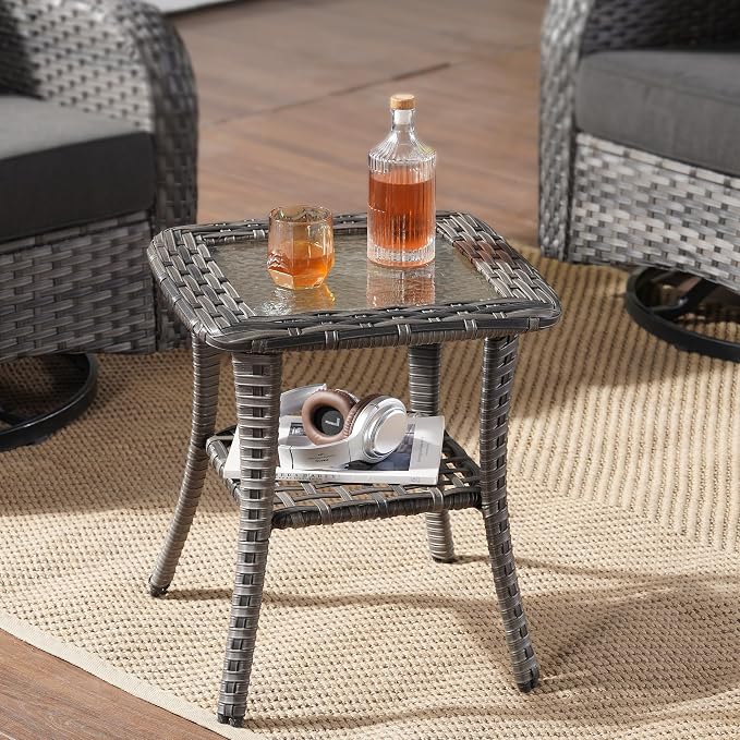 Wicker Rocking Chair Swivel Chairs - 3 Piece Rocker Glider Patio Chairs Set Rattan Rocking Chair for Outdoor Porch Deck Garden Backyard,Black