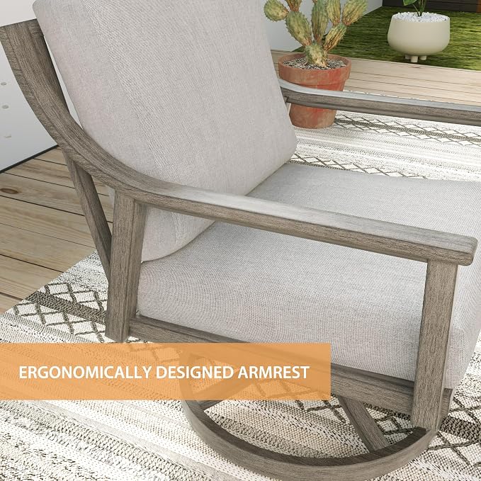 HAPPATIO 4-Piece Patio Furniture Set - Outdoor Aluminum Patio Conversation Set Includes 1 Loveseat, 2 Swivel Chairs, and 1 Coffee Table, Perfect for Porch, Deck, Garden, (Grey)
