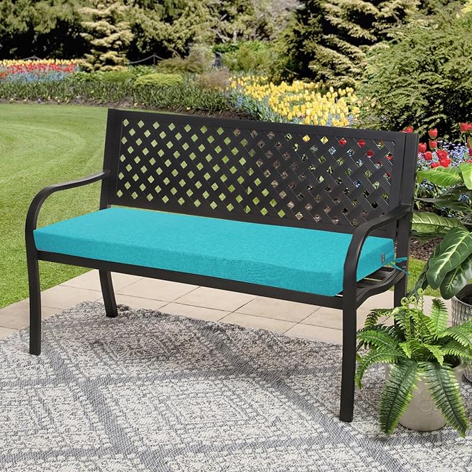 FUNHOME Outdoor Bench Cushion Covers,54" x 18" x 3", No Insert! Patio Bench Cushion Covers for Outdoor Furniture,Water Resistant Patio Loveseat Cushion Covers 1 Pack, Aqua Blue(Covers ONLY)