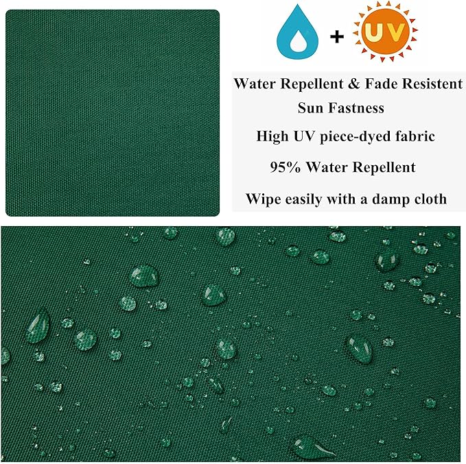 FUNHOME 2 Pack Outdoor Cushion Covers 24" x 22" x 4", No Insert! Chair Cushion Cover for Outdoor Furniture, Patio Chair Cushion Covers with Zipper and Tie, Replacement Cover Only(Dark Green)