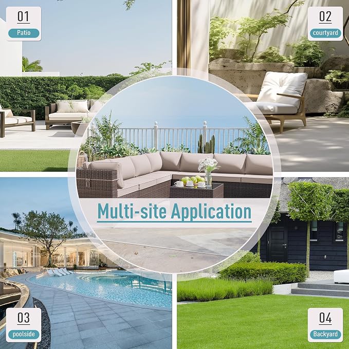 ALAULM 8 Pieces Patio Furniture Set with 2 Swivel Chairs Wicker Patio Conversation Set, Outdoor Sectional Furniture w/Coffee Table & Washable Seat Cushions-Sand