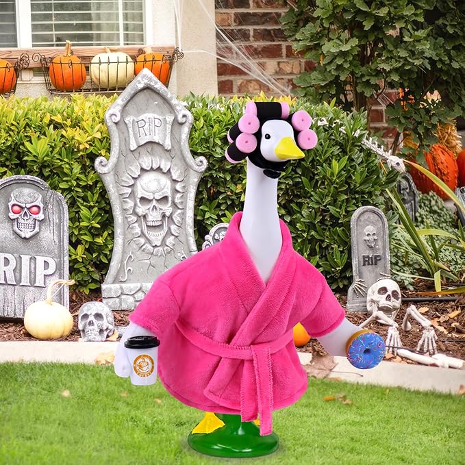 Lady Porch Goose Outfit Bathrobe Goose Outfit for 17/23" Outdoor Statue | Funny Porch Goose Outfits, Bathrobe Lawn Goose Outfit, Spring Summer Goose Outfit for 17/23" Lawn Geese for Garden Decoration