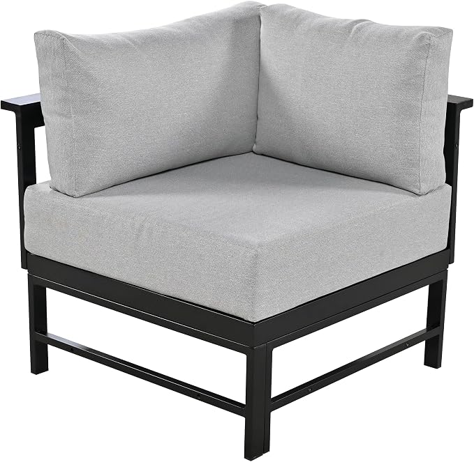 JIVOIT Multi-Person Outdoor Sofa Set, U-Shaped Aluminum Outdoor Sofa Set with Thick Cushions and Backrests, Modular Patio Sofa Set for Gardens, Backyards, and Balconies (Grey * 069)