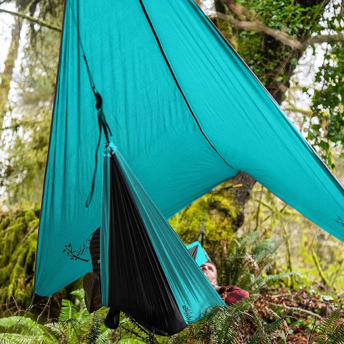 Wise Owl Outfitters Hammock & Rain Fly Bundle – Double Camping Hammock with Tree Straps and Waterproof Tarp, Lightweight Shelter for Hiking & Travel