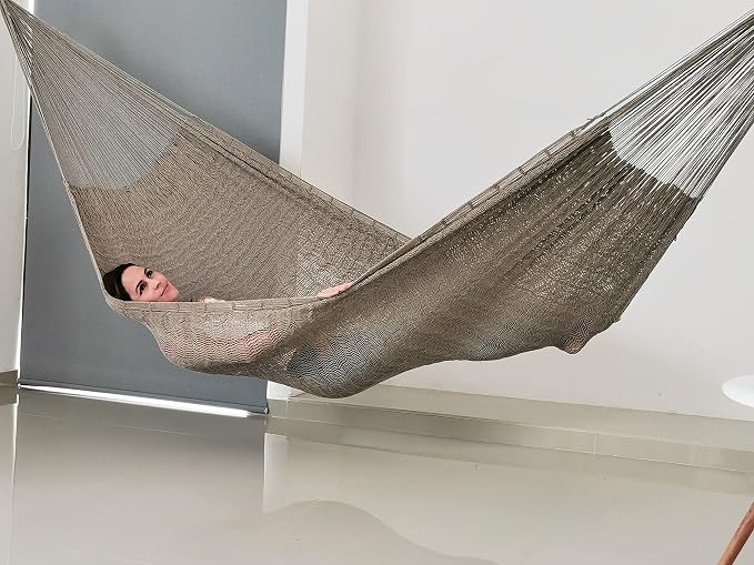 Traditional Mayan Hammock - Hammock Made with Thick Cotton Thread (Gray, Small)