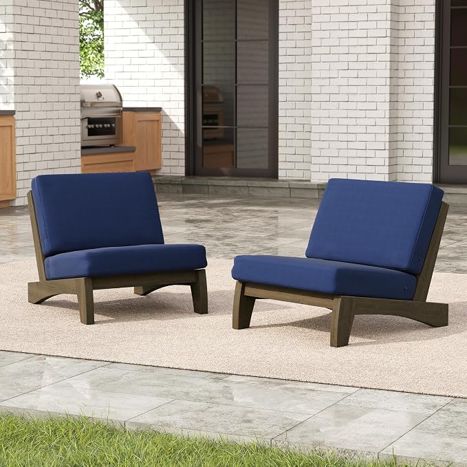 Pia Ricoo 4 Piece Patio Furniture Sets, Outdoor Furniture with 2 Chairs & Coffee Table, Patio Conversation Set for Backyard, Deck, Lawn, Navy