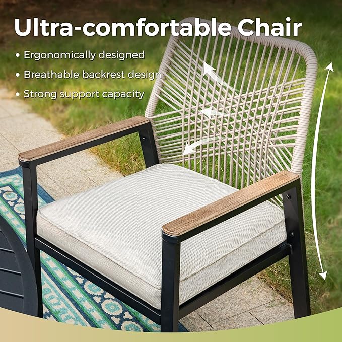 MIXPATIO 9 Pieces Outdoor Dining Set for 8, Patio Dining Set Wicker Rattan Chairs with 3.1" Cushion and Rectangular Table with Umbrella Hole, Wicker Patio Table and Chairs for Backyard Porch