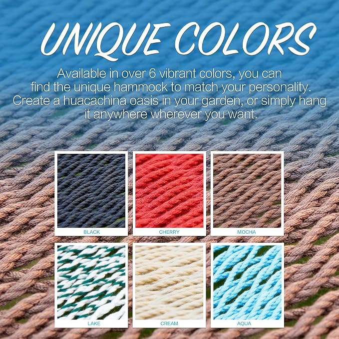 PNAEUT Double Rope Hammocks for Outside, Handwoven Double Caribbean Hammock with Spreader Bar for Outdoor Indoor, Max 600 lbs Capacity (Mocha)