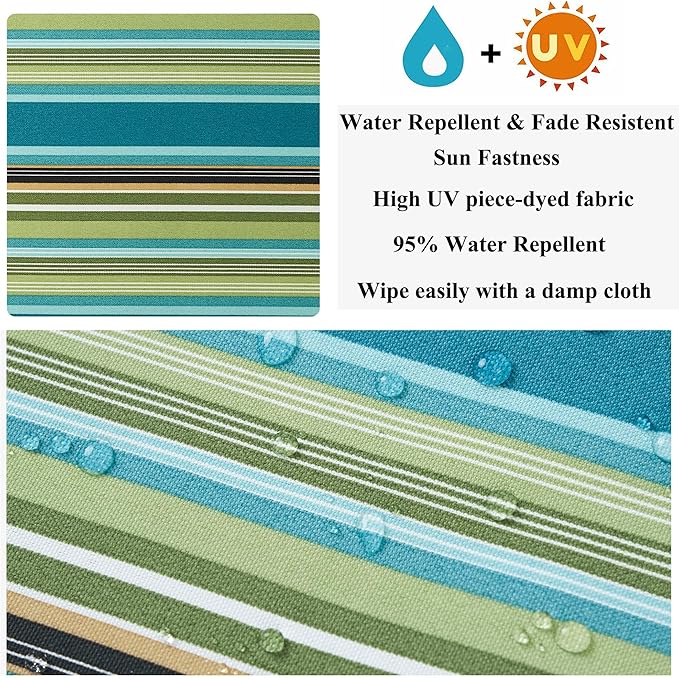 FUNHOME Outdoor Bench Cushion Covers,54" x 18" x 3", No Insert! Patio Bench Cushion Covers for Outdoor Furniture,Water Resistant Patio Loveseat Cushion Covers 1 Pack, Green Stripe(Covers ONLY)