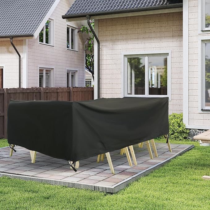 Outdoor Furniture Covers, Rectangular patio table cover, Waterproof for Outdoor patio set cover, Dining table cover, 108" W x 84" D x 31" H Black