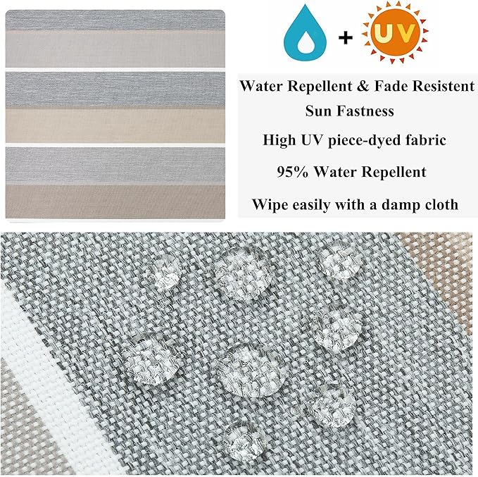 FUNHOME Outdoor Chair Cushion Covers 2 Pack, No Insert! Patio Cushion Covers Replacement 20" x 18" x 4", Water Resistant Chair Cushion Slipcovers, Grey Stripe(Covers ONLY)