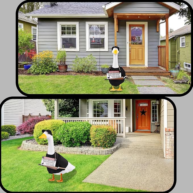 CAMDUCK Porch Goose Outfit with Baseball Bat and Porch Goose Sign Mess with The Honk You Get The Bonk Porch Goose Accessories for Plastic Cement Goose Statue Garden Yard Patio Lawn Outdoor Decor