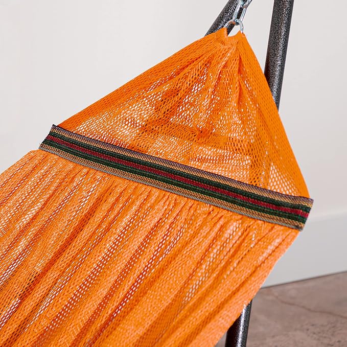 Best Home Fashion Portable Hammock with Collapsible Steel Stand, 600 lbs Capacity, No Tools Assembly, Carrying Bag Included, Perfect for Indoor Outdoor Backyard Patio Camping Beach, 2 Person, Orange