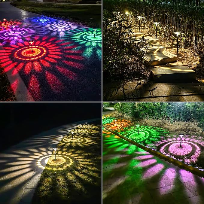 Nupostai 8 Pack Solar Pathway Lights, Multicolor & Warm White LED, IP67 Waterproof, Outdoor Garden Yard Lawn Landscape Decorative