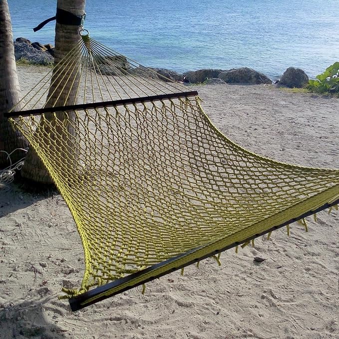 Caribbean Rope Hammock - 55 Inch - Soft-Spun Polyester (Olive)