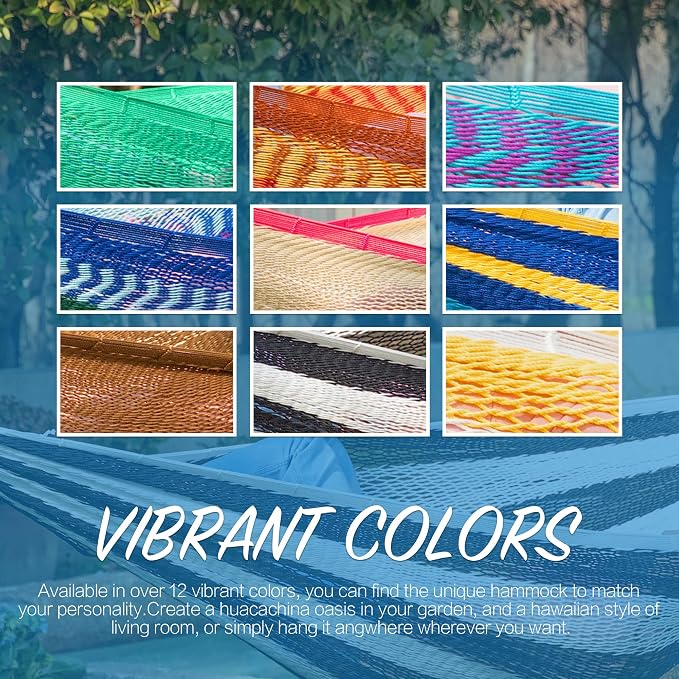 PNAEUT Handwoven Mayan Hammock, Thick Soft Rope Double Hammock for Outdoor Outside & Indoor, 600 lbs Capacity Heavy-Duty, Includes Tree Straps, Carabiners & Carrying Bag (Black and White, X-Large)