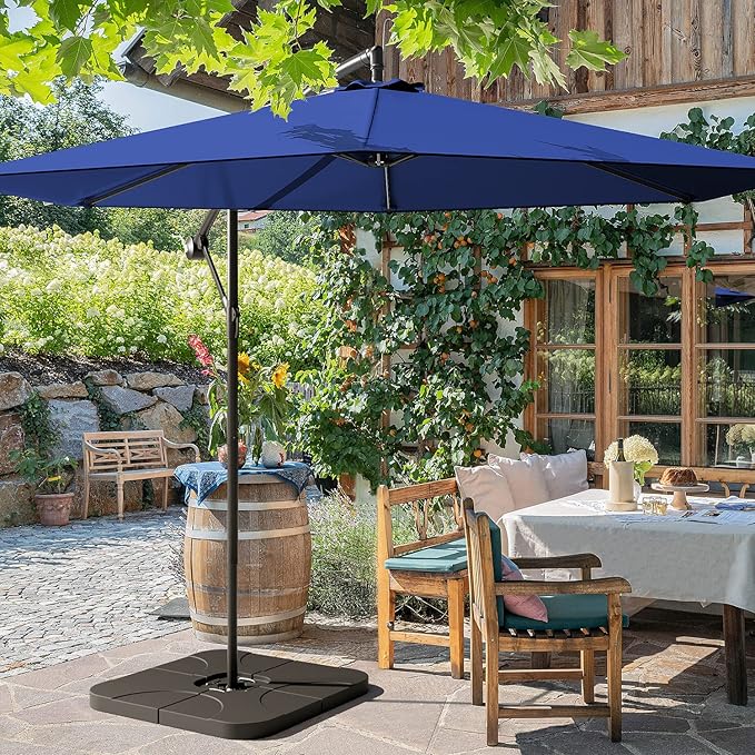 Greesum Patio Umbrella, Outdoor Table Umbrella with Push Button Tilt, Crank and 8 Sturdy Ribs