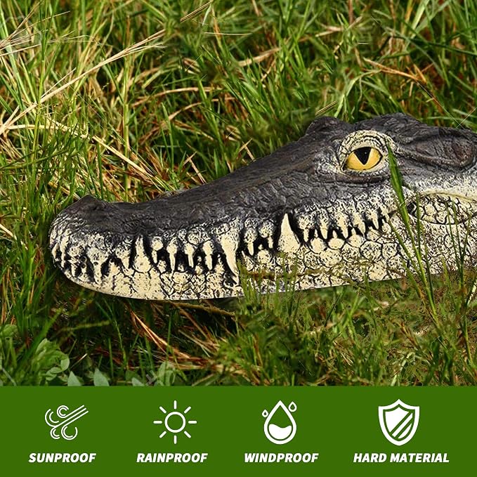 Floating Alligator Head,Alligator Head Decoy for Pool,Resin Crocodile Head for Swimming Pool and Pond,Deterrent Ducks,Predator,Heron etc,Outdoor Statues,Garden Home Decor Art
