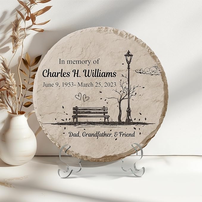 Personalized Memorial Garden Stone, Weatherproof Grave Marker, Sympathy Gift for Loss of Loved One, in Memory of Loved One Plaque, Dad Grief Natural Garden Stone
