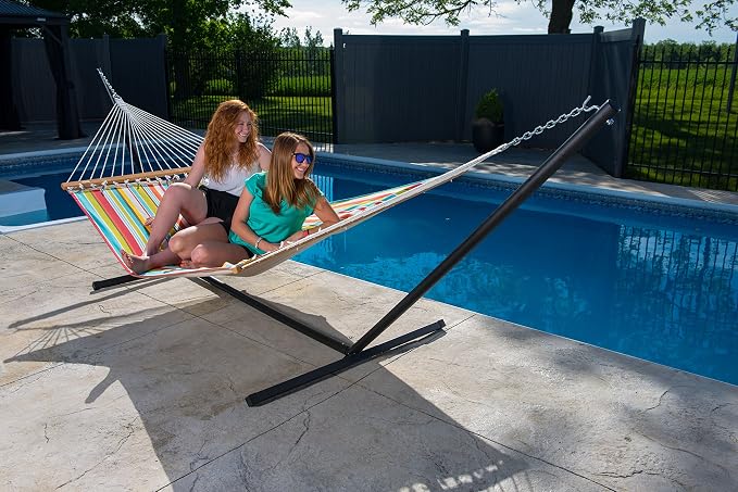 Vivere Quilted Polyester Fabric Double Hammock with Spreader Bars - 450 lb Capacity (Ciao)