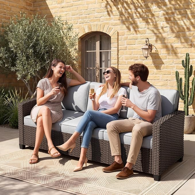 Patio Furniture Set - All-Weather - 1 Piece Wicker Outdoor Patio Conversation Set, Modular Rattan Sectional Sofa for Backyard, Garden, Patio, Poolside