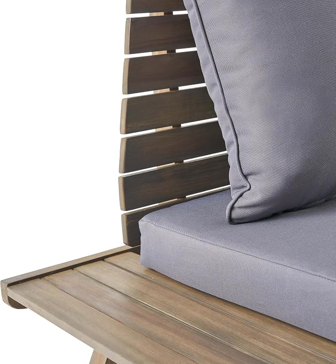 Christopher Knight Home Outdoor Acacia Wood 4 Seater Chat Set, Gray and Dark Gray