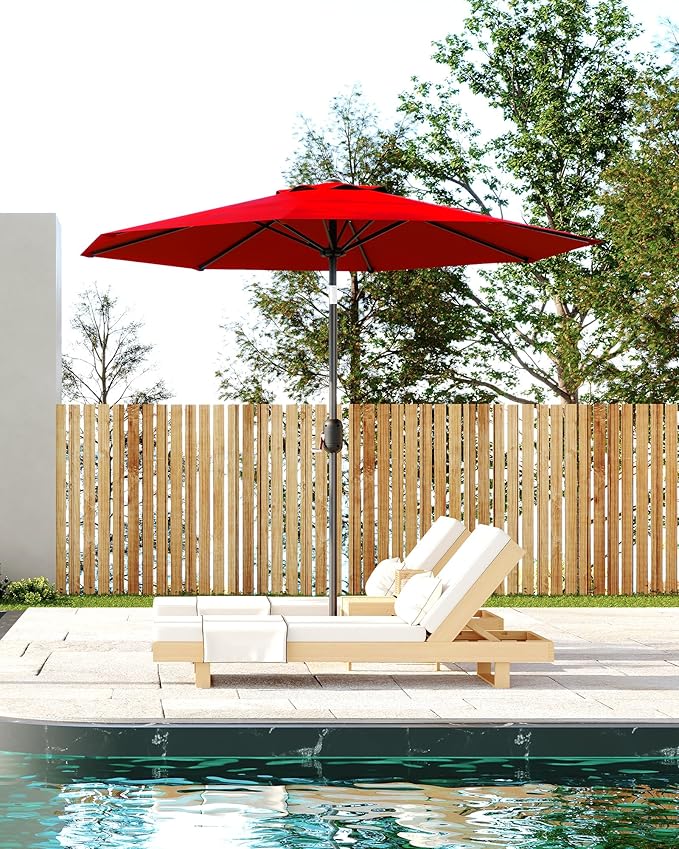 10FT Premium Patio Umbrella, Heavy Duty 8-Rib Steel Frame with Crank & Tilt, UV Protection, Fade Resistant Waterproof Polyster Canopy for Outdoor