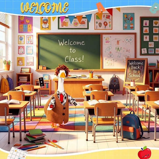 FuWeave Back to School Porch Goose Outfit Set for Plastic Statue Lawn Porch Goose Clothes with Schoolbag for Patio Decor