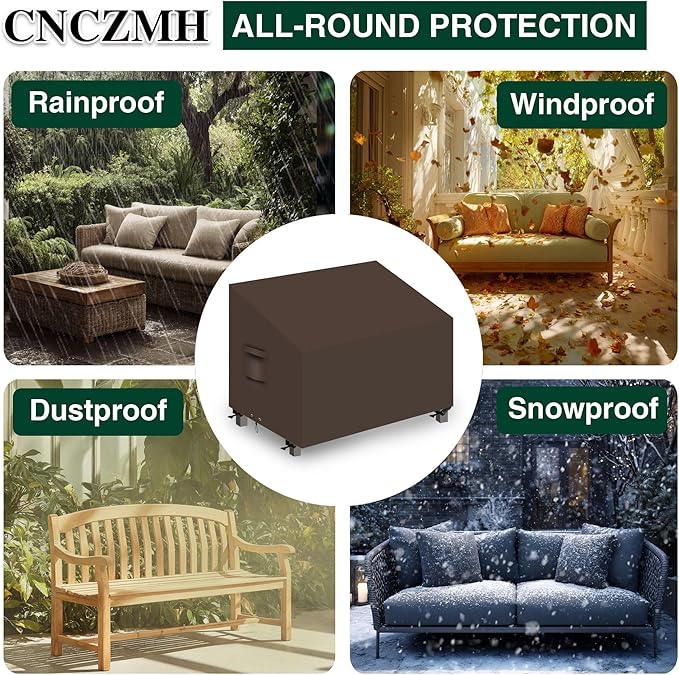 Heavy Duty Patio Sofa Covers Waterproof, Outdoor 3-Seater Couch Cover Waterproof, 600D Outdoor 2-Seater Loveseat Furniture Covers with Air Vent Handle 58''W x 52''D x 24''H/ 33''H Brown