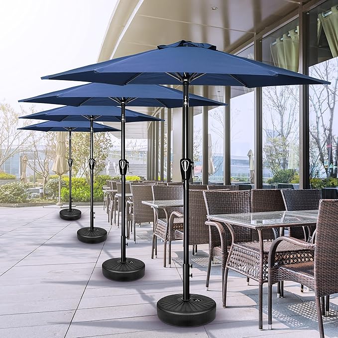 Simple Deluxe 2 Pack 7.5' Patio Umbrella Outdoor Table Market Yard Umbrella with 6 Sturdy Ribs for Backyard, Pool, Garden, Deck, Blue