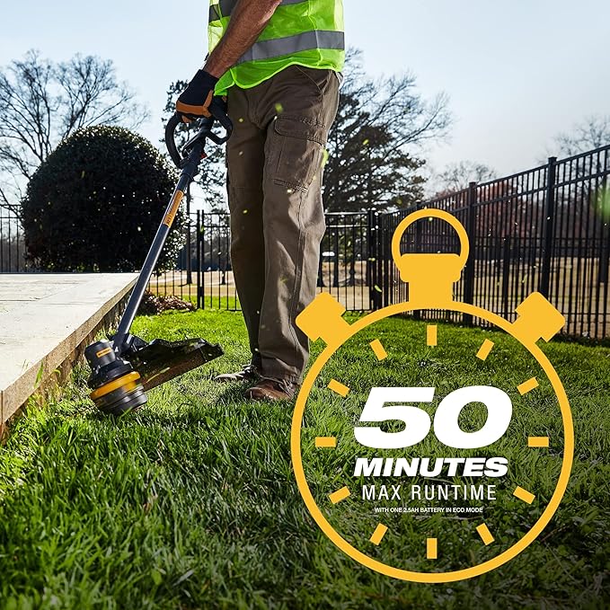 CAT 60V String Trimmer, Edger & 5Ah Battery Bundle - DG610 15" Trimmer with Dual Line Head, Quick Line Load & DG6B5 Battery