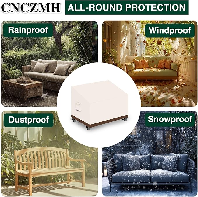 Heavy Duty Patio Sofa Covers Waterproof, Outdoor 3-Seater Couch Cover Waterproof, 600D Outdoor 2-Seater Loveseat Furniture Covers with Air Vent Handle 60''W x 34''D x 24''H/ 30''H Beige Brown