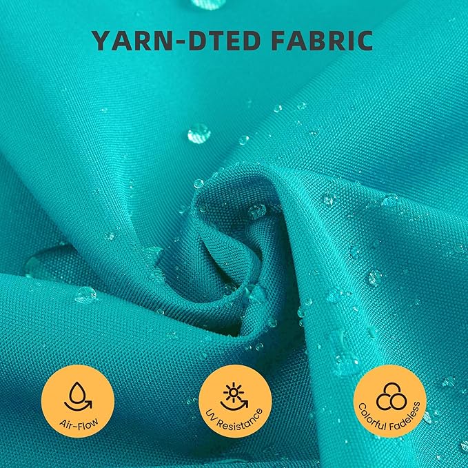 9 X 12 FT Cantilever Patio Umbrella with Led Lights Outdoor Heavy Duty Double Top Rectangle Offset Umbrellas with 360-degree Rotation for Pool Deck Backyard, Turquoise