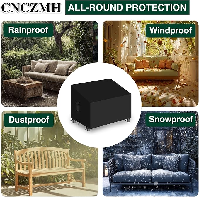 Heavy Duty Patio Sofa Covers Waterproof, Outdoor 3-Seater Couch Cover Waterproof, 600D Outdoor 2-Seater Loveseat Furniture Covers with Air Vent Handle 58''W x 28''D x 24''H/ 35''H Black